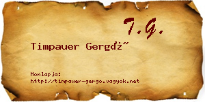 Timpauer Gergő névjegykártya